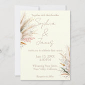 Ivory Boho Pampas Grass Wedding Kaart (Voorkant)