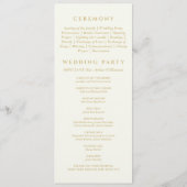 Ivory Botanical Minimalist Christian Wedding Programma (Achterkant)