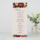 Ivory & Bourgogne Chrysanthemum Menu Mariage (Debout devant)