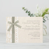Ivory Bow & Lace Wedding Invitations (Debout devant)