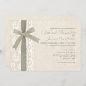 Ivory Bow & Lace Wedding Invitations (Devant / Derrière)