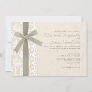 Ivory Bow & Lace Wedding Invitations