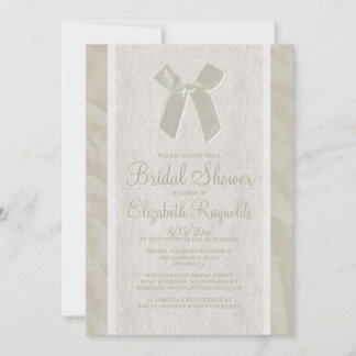 Ivory Bow Linen Bridal Shower Invitations Kaart