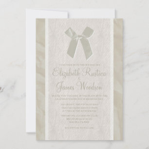 Ivory Bow & Linen Wedding Kaart