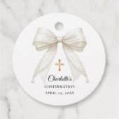 Ivory bow pearls Confirmation DIY Bedankjes Labels (Voorkant)