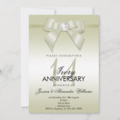Ivory Bow & Ribbon 14th Wedding Jubileum Kaart (Voorkant)