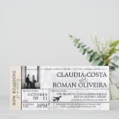 Ivory Brésil Mariage Boarding Pass Invitation (Debout devant)