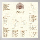Ivory Brown Swirl Tree met vogelzitjes 12 tafels Poster (Voorkant)