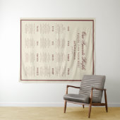 Ivory Burgundy Retro Wedding Seating Chart Sign Wandkleed (In Situ (horizontaal))
