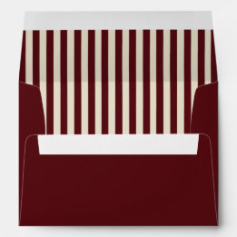 Ivory & Burgundy Stripes Retro Wedding Envelop