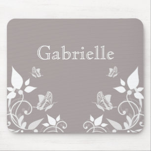 Ivory Butterfly Floral Mousepad Muismat