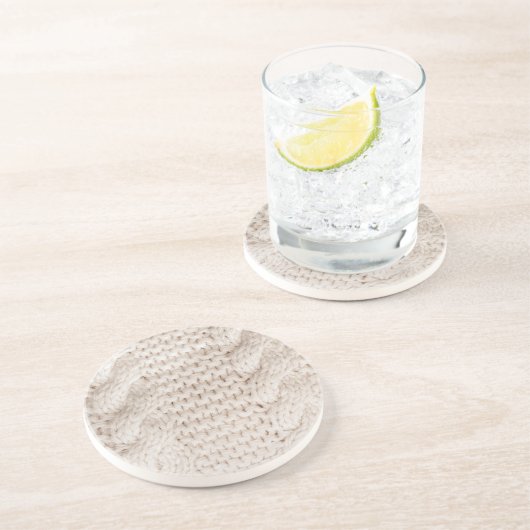 Ivory Cable Knit Pattern Zandsteen Onderzetter (Zijkant)