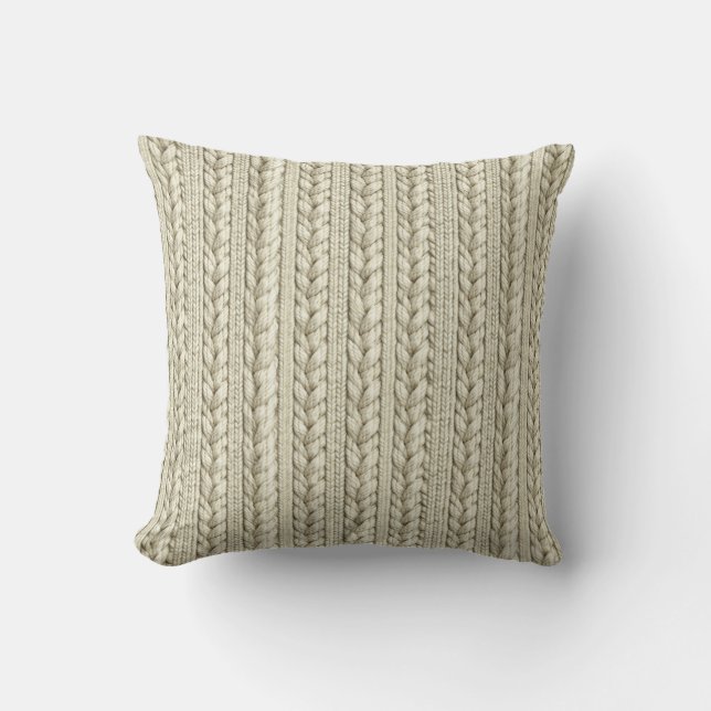 Ivory Cable Knit Texture Kussen (Voorkant)
