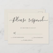 Ivory Calligraphy Wedding RSVP Card Briefkaart (Voorkant / Achterkant)