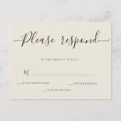 Ivory Calligraphy Wedding RSVP Card Briefkaart (Voorkant)