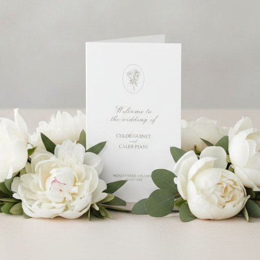 Ivory | Carte de Programme de Mariage Pliée Chic B
