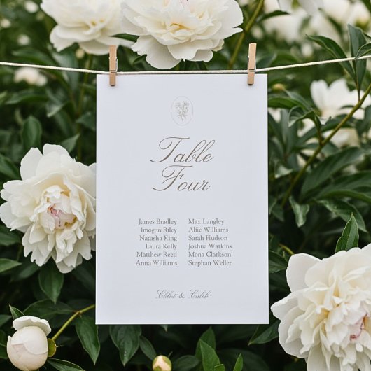 Ivory | Carte de table de mariage avec numéro de i