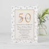 Ivory Champagne Gold Anniversaire Invitation (Debout devant)