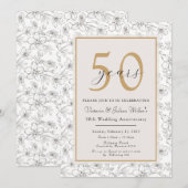Ivory Champagne Gold Anniversaire Invitation (Devant / Derrière)