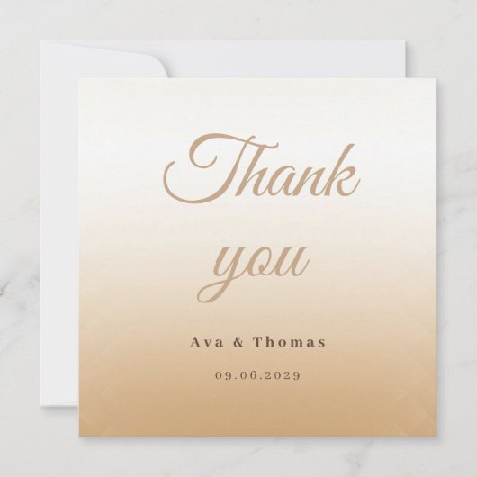 Ivory Champagne Gradient Mariage Carte de remercie (Devant)