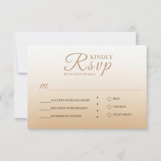 Ivory Champagne Gradient Wedding Carte RSVP (Devant)