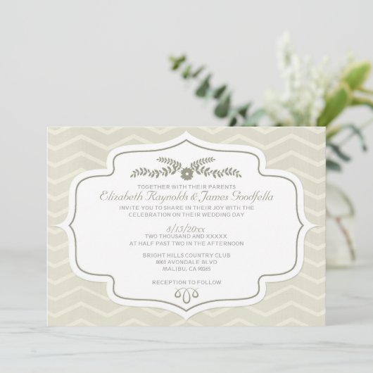 Ivory Chevron Invitations de mariage (Debout devant)