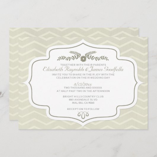 Ivory Chevron Invitations de mariage (Devant / Derrière)