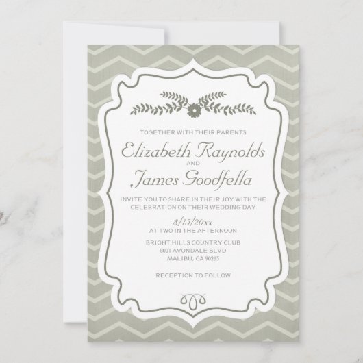 Ivory Chevron lance des invitations de mariage (Devant)