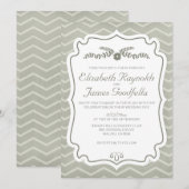 Ivory Chevron lance des invitations de mariage (Devant / Derrière)