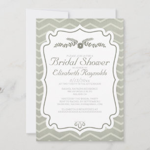 Ivory Chevron Stripes Bridal Shower Invitations Kaart
