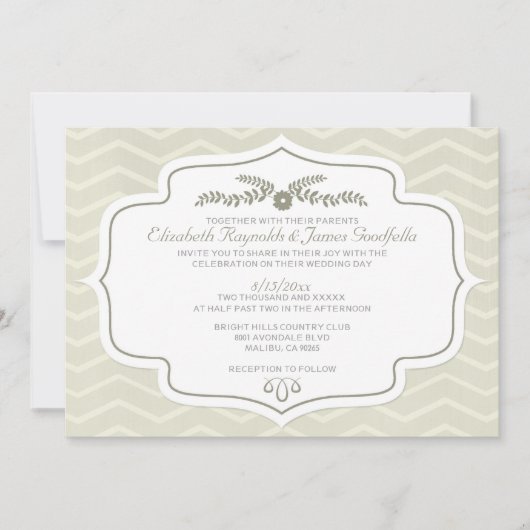 Ivory Chevron Wedding Invitations Kaart (Voorkant)