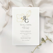 Ivory | Chic Floral Monogram Wedding Invitation