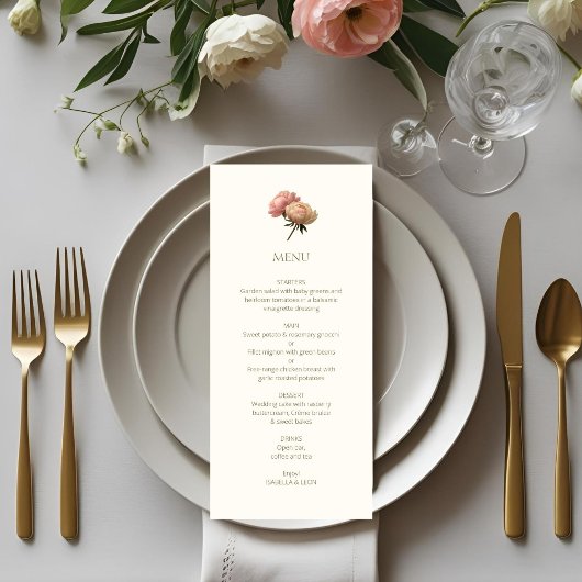 Ivory | Chic Floral Rose Wedding Menu