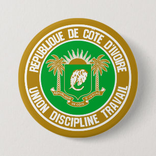 Ivory Coast Round Emblem Ronde Button 7,6 Cm
