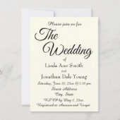 Ivory Color Simple Style Wedding Kaart (Voorkant)