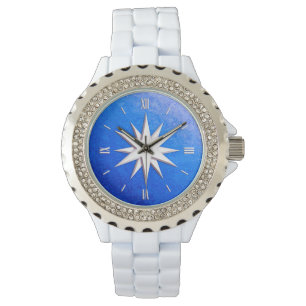 Ivory compass roos - achtergrond saffierglas horloge