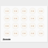 Ivory Copper Monogram Modern Wedding Ronde Sticker (Vel)