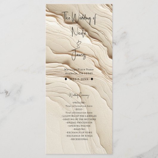 Ivory Cream Bohemian Textured Wedding Programma (Voorkant)