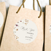 Ivory Cream Boho Herfst Wildflower Bruiloft Dank u Ronde Sticker