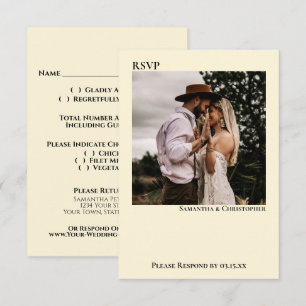 Ivory Cream Eenvoudige Minimalistische Foto Bruilo RSVP Kaartje