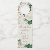 Ivory Cream Flowers Botanische bruiloft Flessenhanger (Voorkant)