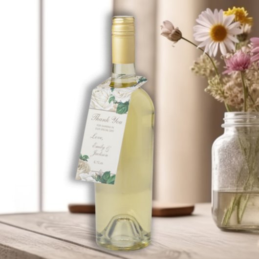 Ivory Cream Flowers Botanische bruiloft Flessenhanger