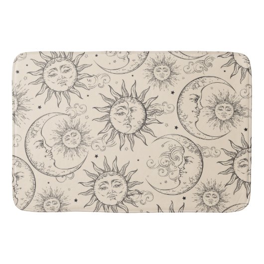 Ivory Cream Magic  Celestial Sun Moon Stars Badmat (Voorkant)