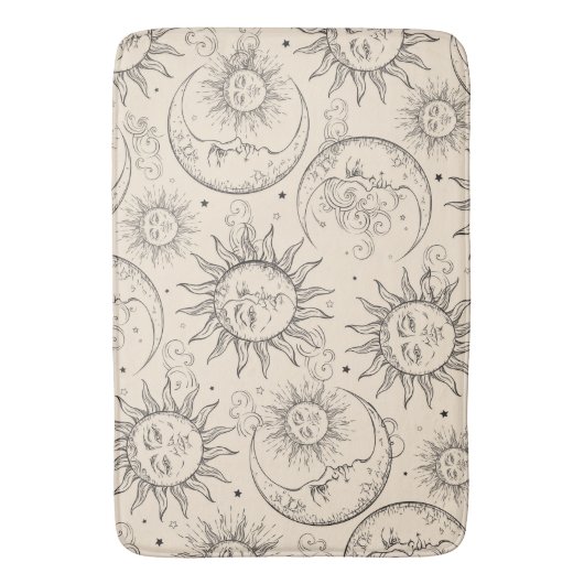 Ivory Cream Magic  Celestial Sun Moon Stars Badmat (Voorkant Verticaal)