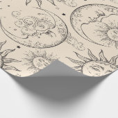 Ivory Cream Magic Celestial Sun Moon Stars Cadeaupapier (Hoek)