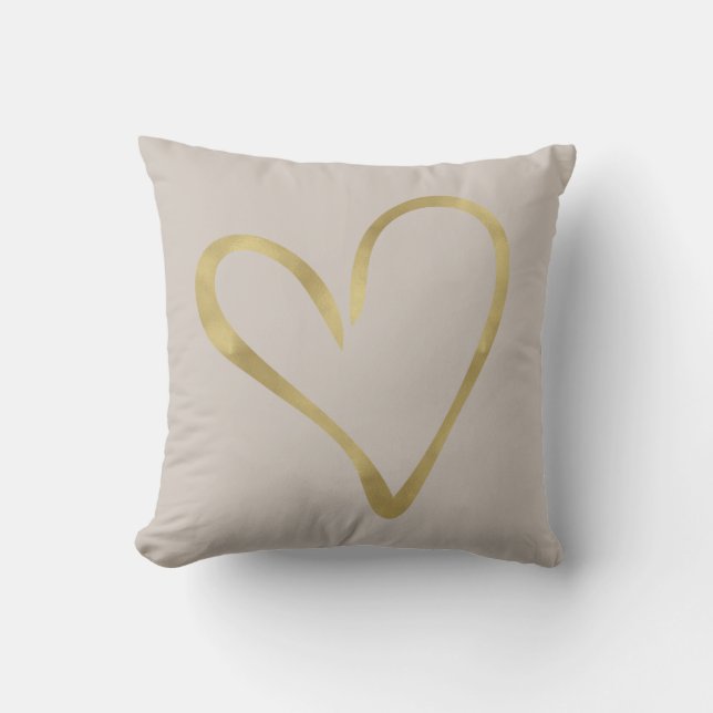 Ivory Cream met Gold Heart Kussen (Voorkant)