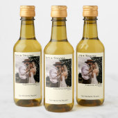 Ivory Cream Trouwfoto Liefde & Bedankt Mini Wijn Etiket (Flessen)