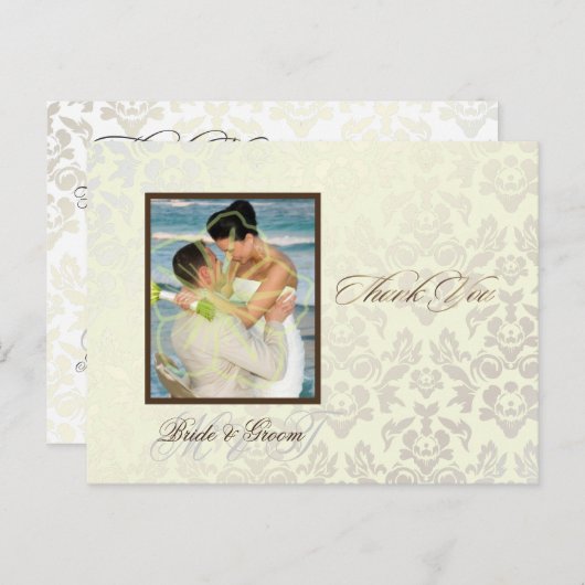 Ivory Damask Dank u Foto briefkaarten (Voorkant / Achterkant)