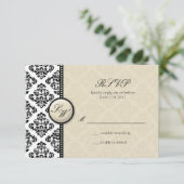 Ivory Damask Monogramme Mariage RSVP (Debout devant)