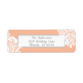 Ivory Damask op koraal met rood Etiket (Voorkant)